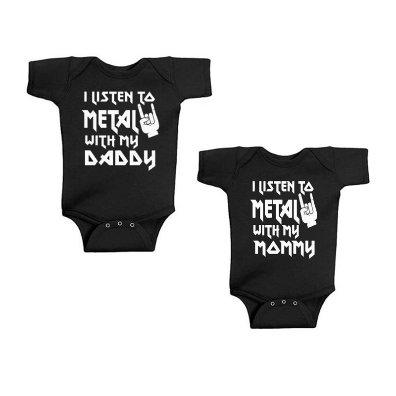 Romper Onesie Baby - 나는 아빠와 엄마와 함께 금속을 듣고