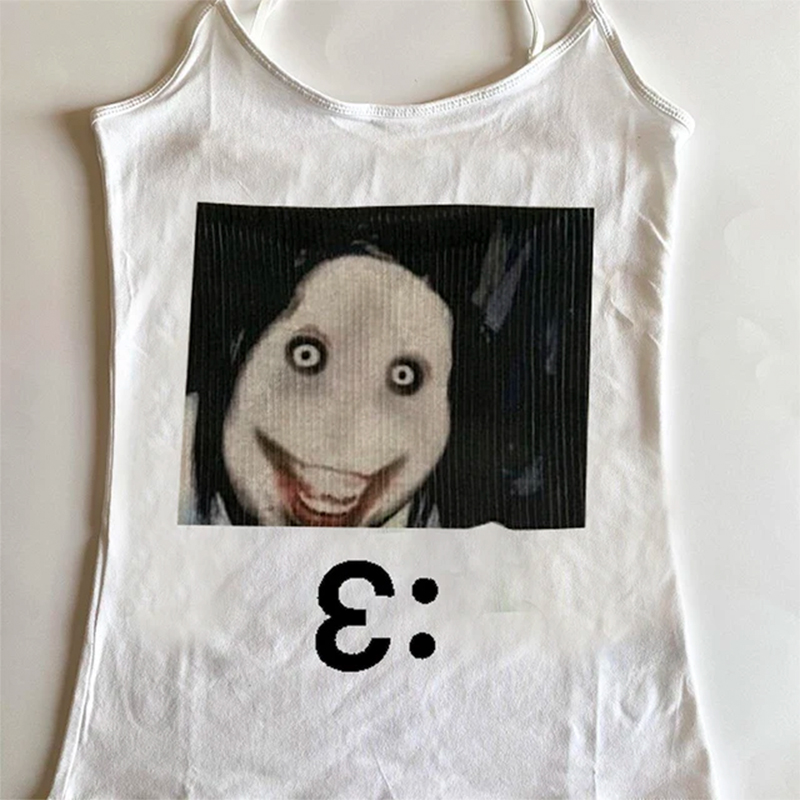 Baby Y2K Clothing - 여성용 민소매 고딕 펑크 프린트 크롭탑,