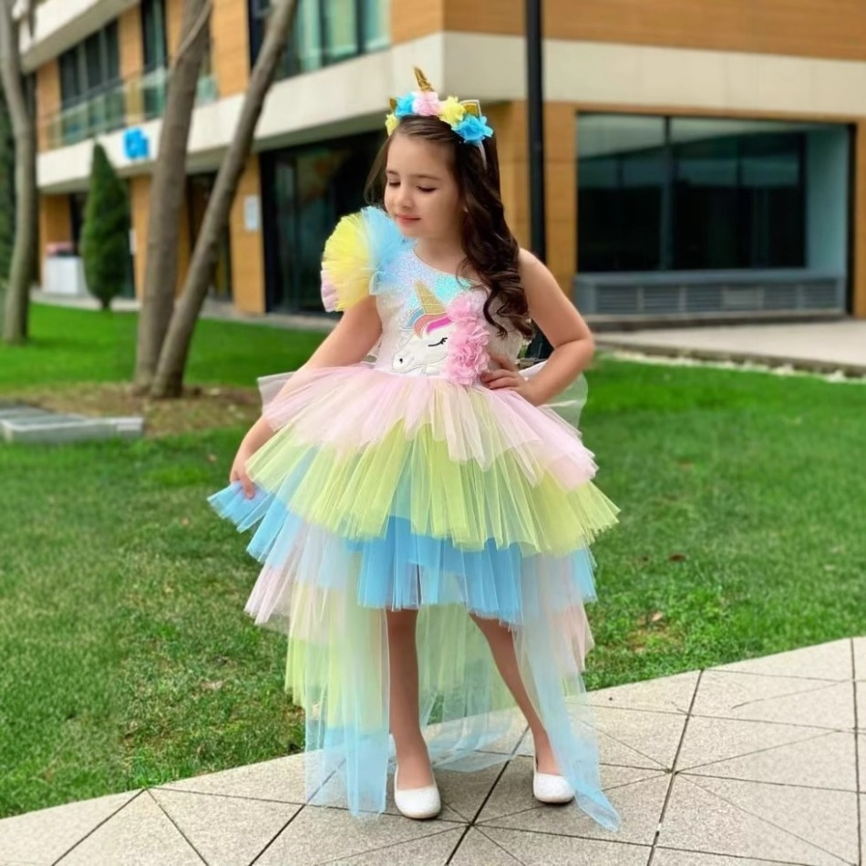 Baby Clothing For Girls - 레인보우 유니콘 베이비 파티 소녀 드레스