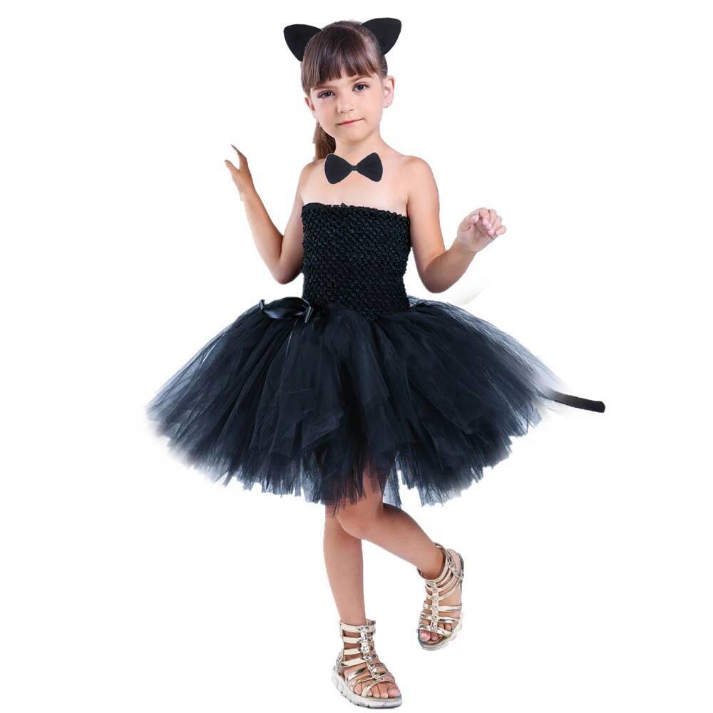 Baby Clothing For Girls - 귀여운 검은 고양이 투투 드레스 아기