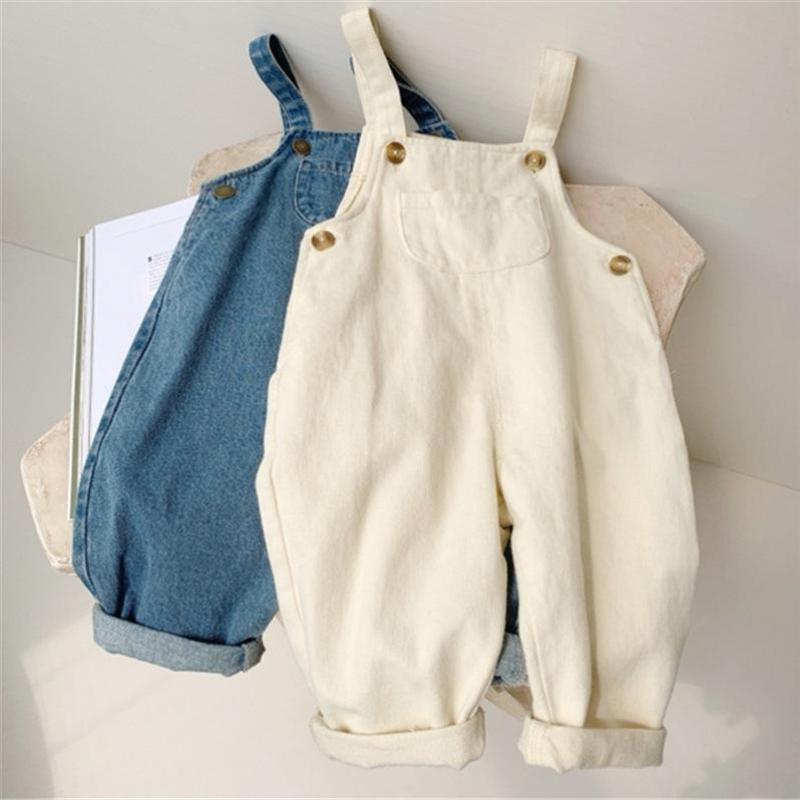 Baby Overall Denim - 단색 데님 오버롤, 어린이 진 턱받이