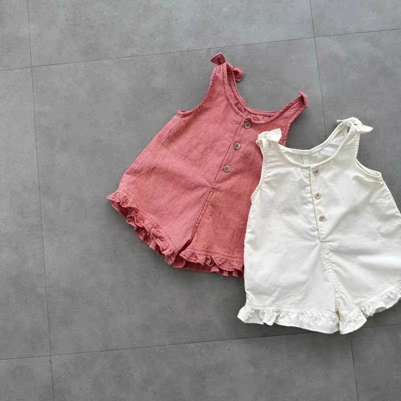 Baby Clothing For Girls - HY2831 여아 여름 롬퍼 (턱받이와 반바지