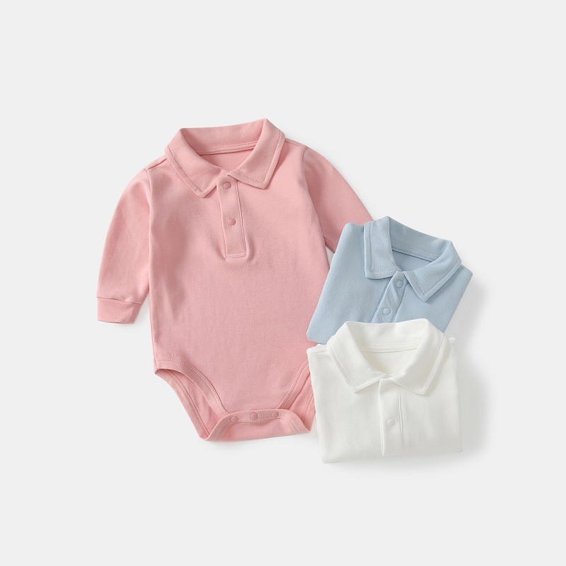 베이비 폴로 칼라 바디수트 100% 면 긴팔 단색 원지 - Romper Onesie Baby 리뷰 및 가격