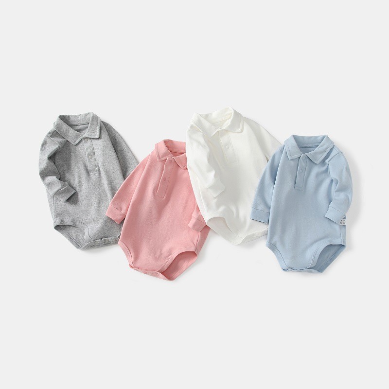베이비 폴로 칼라 바디수트 100% 면 긴팔 단색 원지 - Romper Onesie Baby 리뷰 및 가격