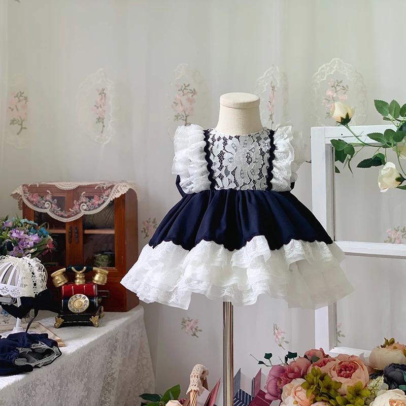 아기 의류 스페인어 빈티지 로리타 볼 가운 레이스 보우 - Baby Clothing Easter 리뷰 및 가격