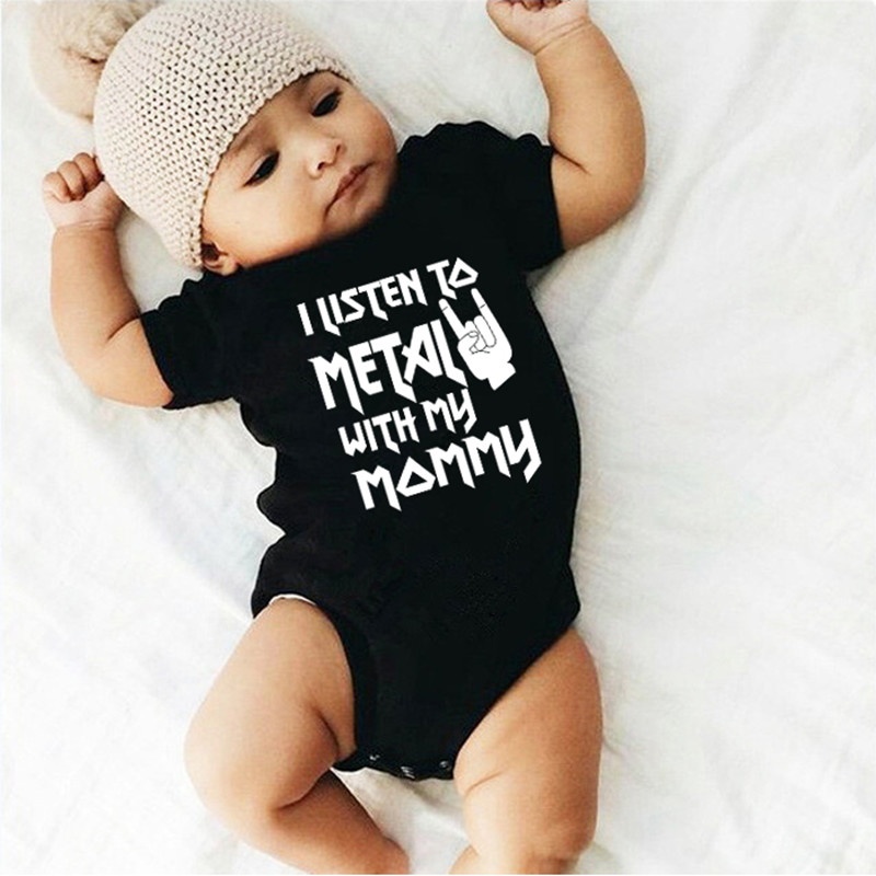 나는 아빠와 엄마와 함께 금속을 듣고 재미있는 신생아  - Romper Onesie Baby 리뷰 및 가격
