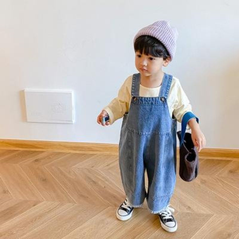 아동용 루즈한 와이드 레그 팬츠, 데님 멜빵, 외출용  - Baby Overall Denim 리뷰 및 가격