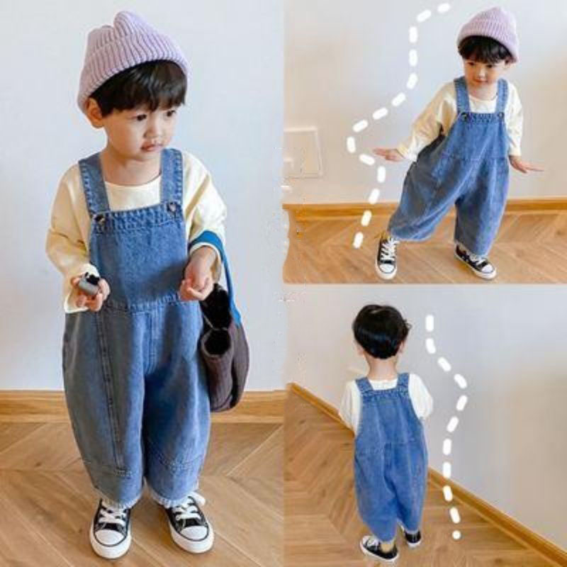 아동용 루즈한 와이드 레그 팬츠, 데님 멜빵, 외출용  - Baby Overall Denim 리뷰 및 가격