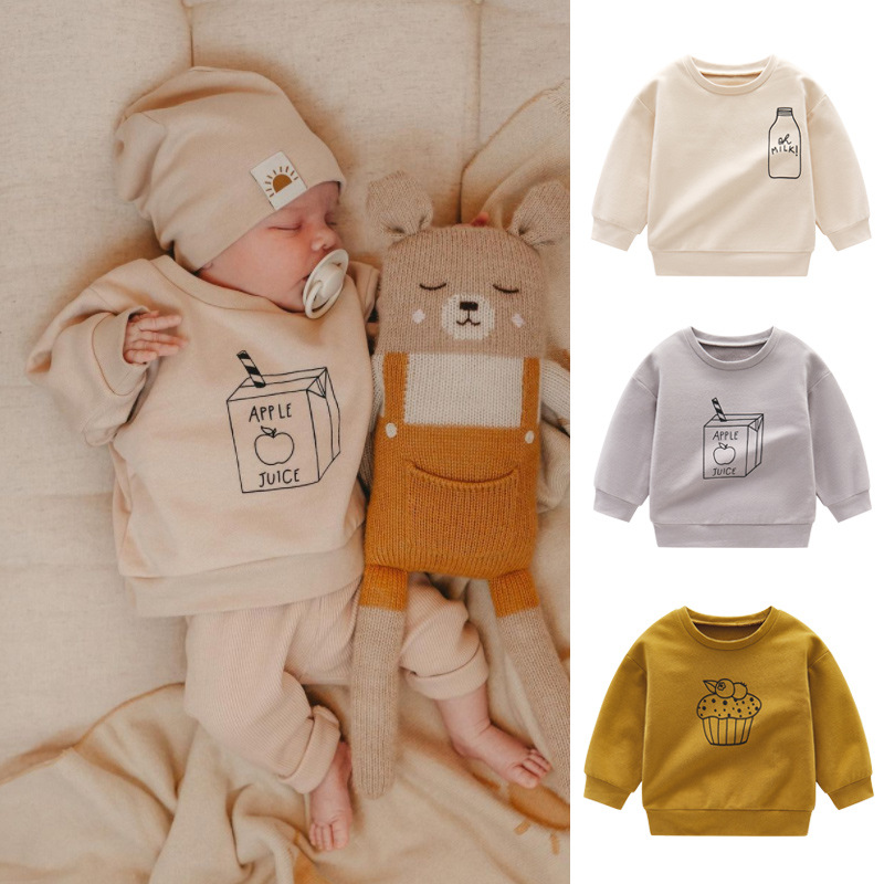 O-넥 밀크 프린트 스웨터, 가을 의류, 어린이 소녀, - Baby Clothing Organic 리뷰 및 가격