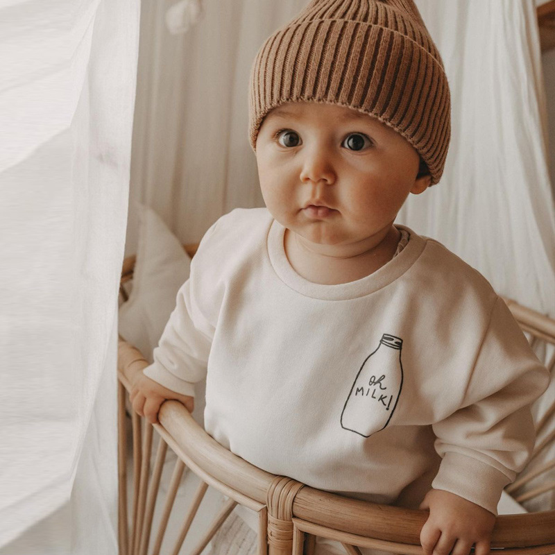 O-넥 밀크 프린트 스웨터, 가을 의류, 어린이 소녀, - Baby Clothing Organic 리뷰 및 가격