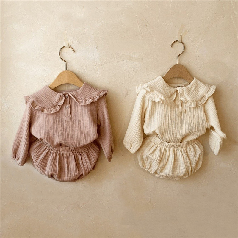 2pcs 신생아 아기 소녀 옷 유기농 면화 프릴 칼라  - Baby Clothing Organic 리뷰 및 가격