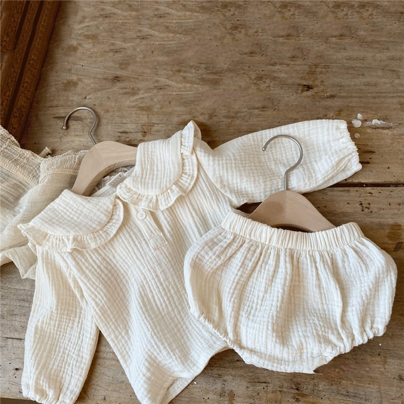 2pcs 신생아 아기 소녀 옷 유기농 면화 프릴 칼라  - Baby Clothing Organic 리뷰 및 가격