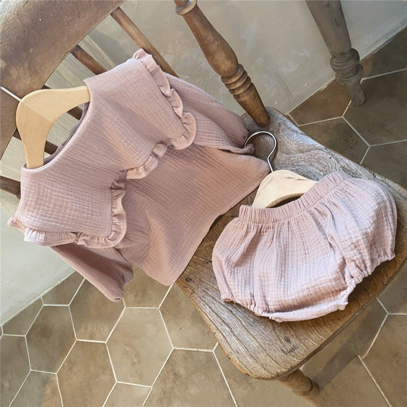 2pcs 신생아 아기 소녀 옷 유기농 면화 프릴 칼라  - Baby Clothing Organic 리뷰 및 가격