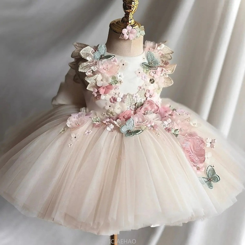 웨딩 드레스 여름 어린이 소녀 첫 번째 생일 꽃 공주  - Baby Clothing For Girls 리뷰 및 가격